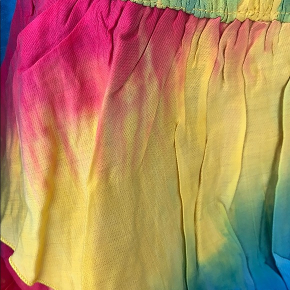 ❌DONATED❌Pink Blue Multi-Rainbow Colors Tie Dye Ruffled Short Skort Romper - Picture 6 of 9